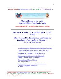 Madurai Kamaraj University Madurai 625021, Tamilnadu, India Prof. Dr. S.  Chelliah, M.A., M.Phil., Ph.D., D.Litt., Editor Select