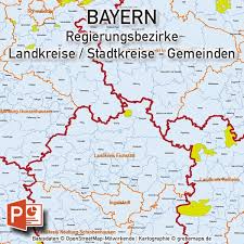 Bayern deutschland bayern karte landkarte bayern deutschlandkarte. Powerpoint Karte Bayern Regierungsbezirke Landkreise Gemeinden Grebemaps B2b Kartenshop