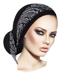 Black Cotton Head Scarf: Boho Chic Pre-tied Turban With Knit Wrap