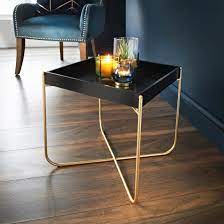 Melrose Tray Table Black Black And Gold Living Room Sofa Arm Table Black Furniture Living Room