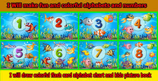 Draw Colorful Flash Card Alphabet Chart And Kids Book