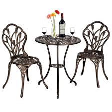 Zimtown 3 Piece Patio Outdoor Patio Furniture Tulip Design Setting Cast Bistro Set Walmart Com Aluminum Patio Furniture Patio Furniture Sets Patio Furniture Umbrella