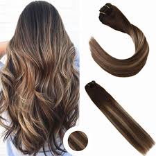 Brown Balayage Clip In Extensions Mix Caramel Blonde Color 2 27 2 Remy Human Hair Extensions Clip In Hair Extensions Blonde Color