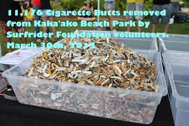 A big MAHALO to Volcano E-Cigs, Blue Tree Cafe and to all the volunteers  who helped remove 11,176 cigarette butts and 287 lbs of trash from Kakaako  Beach Park!