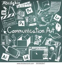 Communication Art Media University Faculty Major Doodle Sign And Symbol Icon Tool In Blackboard Background Used For Colle Communication Art Doodles Doodle Icon