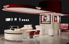 Large Size Cosmetic Kiosk Red and White Makeup Booth Design ...