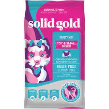 Chicken meal, lamb, beef, and turkey are used as the main ingredients in the various formulas. Solid Gold Grain Free Mighty Mini With All Natural Chicken Chickpea And Pumpkin Recipe Dry Dog Food 11 Lbs Petco