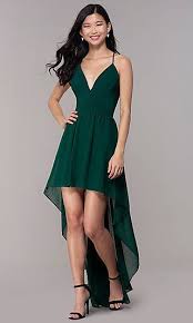 High Low Lace Back Wedding Guest Dress With V Neck Wedding Guest Dress Hunter Green Dresses Cocktail Bridesmaid Dresses