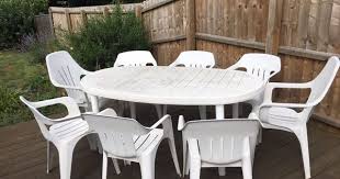 Have A Plastic Garden Table At Your Lawn 8 Seat White Plastic Garden Table Chair Set In White Patio Furniture Outdoor Tables And Chairs Best Outdoor Furniture
