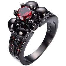 Bamos Jewelry Womens Amethyst Black Gold Christmas Wedding Rings Size 16 Aud Liked On Polyvore Black Gold Ring Skull Engagement Ring Skull Wedding Ring