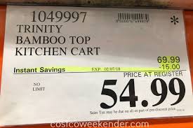 Costco and cambria cant afford bad press so they ensure to vet the fabricators. Trinity Bamboo Top Kitchen Cart Costco Weekender