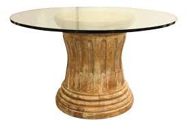 Contemporary stone hearth wide plank flooring trestle table glass and steel doors exposed beams updated. Rustic Modern Round Distressed Column Pedestal Foyer Dining Table Chairish