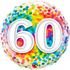 Folie Ballon 60 Jaar Confettiprint 45 Cm Met Helium Gevuld Feestartikelen 60 Jaar Bellatio Warenhuis