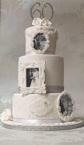 Diamond 60th Wedding Anniversary Cake With Edible Photos Diamond 60t 60 Wedding Anniversary Cake Silver Wedding Anniversary Cake 40th Wedding Anniversary Cake
