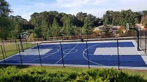 At the front part, a grassy yard acts as the golf Commercial Basketball Court Installation Sport Court Northern California