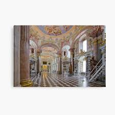 Admont abbey was founded in 1074 and settled by benedictine monks, and the spectacular gold and white library was added in 1776. Inside The Abbey Library Of Admont Canvas Print By Delfino Redbubble