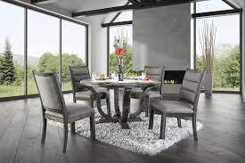 Stackable chairs with detailed back and front apron. Isabelle Formal Dining Room Set In Antique Gray Umfcm3395gy