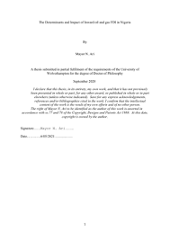 It's time for a change: The Determinants And Impact Of Inward Oil And Gas Fdi In Nigeria By Mayor N Ari A Thesis Submitted In Partial Fulfilment Of T