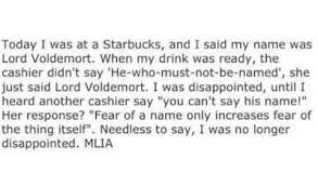 Fear Of A Name Only Increases Fear Of The Thing Itself Hermione 11 Starbucks Memes Only Book Lovers Will Understand Harry Potter Memes Hilarious Harry Potter Memes Harry Potter Funny