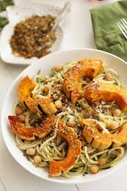Maple Roasted Delicata Squash Chickpea Zucchini Pasta With Toasted Pumpkin Gremolata Breadcrumbs Inspiralized Healthy Veggie Forward Recipes With A Bit Of Recipe Delicata Squash Zucchini Pasta Vegetarian Recipes