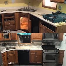 A Kitchen Update In Progress First Step Is Calacatta Marble 180fx By Formica Group Image Via Poneys99 Rental Kitchen Formica Countertops Wood Cabinets