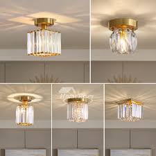 Conical clear beveled crystal flushmount contemporary chrome finish ceiling flush light fixture. Luxury Crystal Lamp Copper Balcony Creative Simple Solid Brass Flush Mount Light Bedroom Gold Round Led