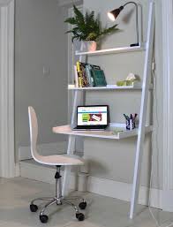 It fits in with an eclectic mix of bedroom or living room styles. A Stylish Piece For Any Office This White Wooden Leaning Ladder Desk Has Been Designed To Sit Co Desk In Living Room White Desk Bedroom Desks For Small Spaces