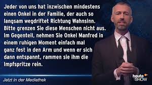 Laut zeugenaussagen seien sie mit fahrrädern und einem auto unterwegs gewesen, sagte der sprecher. Zdf Heute Show On Twitter So Geht Man Mit Onkel Manfred Am Besten Um Die Heuteshow Ist Online Https T Co Gsqtxzrrng