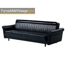 5087$ | 3056$ +113 fabric. Black Vinyl Convertible Harvey Probber Style Vintage Sofa Sleeper