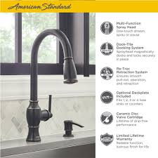 Encapsulating a fresh transitional style, this faucet features reliable construction including a brass swivel spout, memory position valving, and a lifetime of. American Standard Marchand Single Handle Pull Down Sprayer Kitchen Faucet In Legacy Bronze 7029301 278 The Home Depot Faucet American Standard Kitchen Faucet