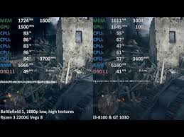 Amd ryzen 3 2200g y amd ryzen 5 2400g review en español (análisis completo). Ryzen 3 2200g Oc Igpu Vs Gt 1030 I3 8100 In 7 Games Gaming Benchmarks Youtube