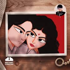 Apur Sansar Wall Art, Bengali Wall Decor, Apur Sansar Movie Poster,  Satyajit Ray Film, Jamini Roy, Kolkata, Home Decor, Art Idea