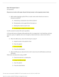 Basic Life Support Exam (Latest 2022/2023) | Exams Medicine | Docsity