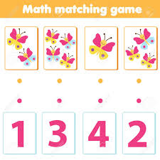 Check these free printable number matching worksheets to enhance your child's counting skill. Mathematics Educational Game Match Objects With Numbers For Children Count Butterflies For Pre School Kids And Toddlers Stock Photo Picture And Royalty Free Image Image 139583572