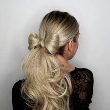 Big Bow Ponytail Hair Tutorial Christmashair Products Used Using My Easilockshair For Th Hair Ponytail Styles Bow Ponytail Bow Hairstyle Tutorial