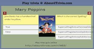 Only true fans will be able to answer all 50 halloween trivia questions correctly. Trivia Quiz Mary Poppins