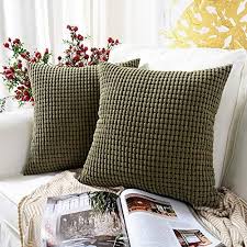 Mernette Pack Of 2 Corduroy Soft Decorative Square Throw Pillow Cover Cushion Covers Pillowcase Home Decor Decorati Plaid Throw Pillows Pillows Throw Pillows