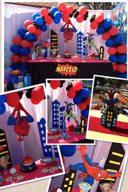 Balloon Decoration Spiderman Birthday Decoration Ideas At Home Marcelo Spiderman Birthday Party Decorations Birthday Party Decorations Spiderman Birthday Party