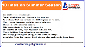 Summer is one of the four earth's seasons, that goes after spring and foreshadows autumn. 10 Lines On Summer Season In English Learnenglishgrammar In