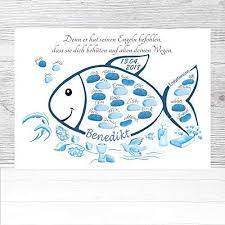 Darüber hinaus können vorlagen rasch veraltet sein, sofern sie ihre textverarbeitungssoftware nicht jedes jahr aktualisieren. Fingerabdruck Fisch Kommunion Personalisiert Poster Kommunion Fisch Geschenk Kommunion Gastebuchalternative Fingerabdruckbaum Kommunion Amazon De Handmade Produkte