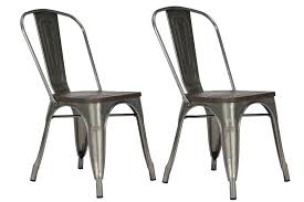 Goflame set of 4 metal dining chairs with wood top seat, tolix style stackable bistro cafe side chair, indoor outdoor dining chairs with high backrest, perfect for living room, restaurant (copper) Bhg Aidan Metal Dining Chair With Wood Seat Antique Gun Metal Set Of 2 Walmart Com Walmart Com