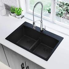 Quartz Classic 33 L X 22 W Double Basin Drop In Kitchen Sink Drop In Kitchen Sink Black Kitchens Kitchen Interior