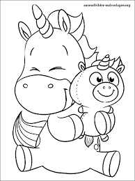 Einhorn Mit Kuscheltier Ausmalbilder Kostenlos Und Gratis