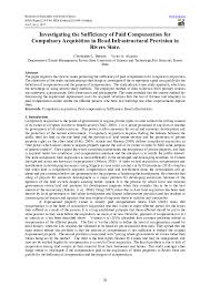 Anuar alias., m d nasir, d., 2006, payment of adequate compensation for land acquisition in malaysia, pacific rim property research journal. Pdf Investigating The Sufficiency Of Paid Compensation For Compulsory Acquisition In Road Infrastructural Provision In Rivers State Victor Akujuru Academia Edu