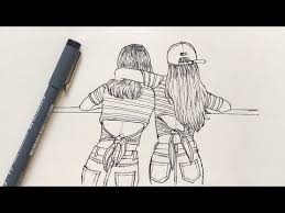 How To Draw Best Friends Easy Step By Step Youtube In 2020 Drawings Of Friends Cute Best Friend Drawings Bff Drawings