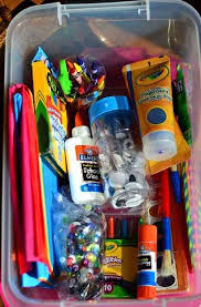 Put Together An Art Box By Filling A Tub With Art Supplies Found At The Dollar Store Business For Kids Box Art Dollar Stores