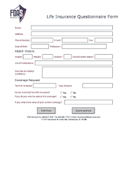 Can i get life insurance with no health exam? Life Insurance Questionnaire Form Fill Online Printable Fillable Blank Pdffiller