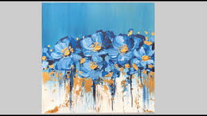 Abstract Blue Flowers Acrylic Painting Daily Challenge 43 Palette Kni Blue Flower Painting Abstract Flower Painting Blue Abstract Painting Acrylic