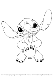 Use curved lines to outline the cheeks, chin, and ear. Learn How To Draw Stitch From Lilo And Stitch Lilo Stitch Step By Step Drawing Tutorials