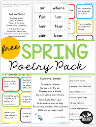 This activity encourages students to see the poetry in the everyday language around the prize: Free Spring Poetry Pack For Kids This Reading Mama